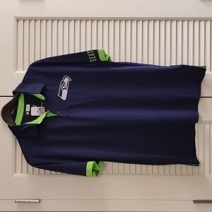 NFL Seattle Seahawks Navy and Lime Polo Shirt